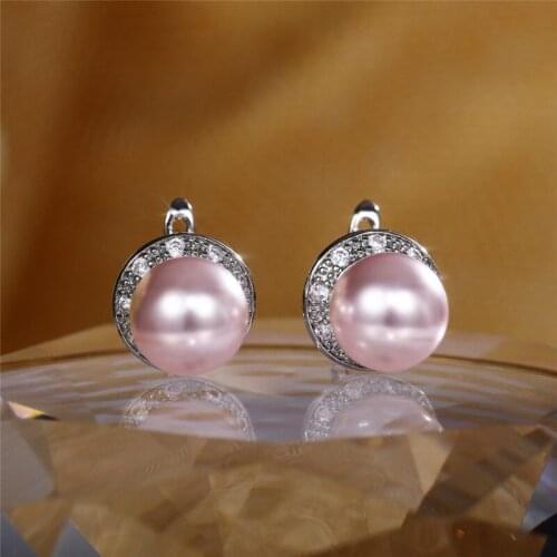 WUKALO Luxury Silver Color Imitation Pearl Womens Earrings Elegant Accessories Daily Wear Stud Earrings Fashion Wedding Jewelry