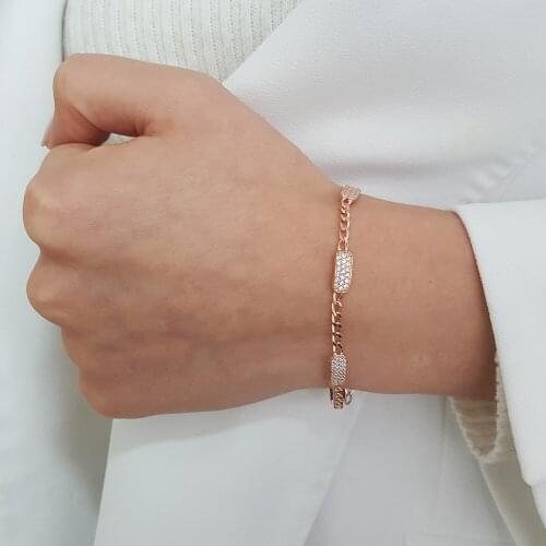 New Fashion Luxury Chunky Cuban Link Bracelet For Women Silver 925 High Quality Baguette Gift Special Wedding Party Fine Jewelry