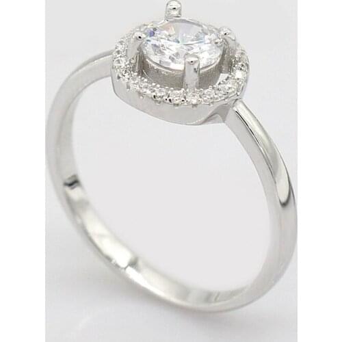 925 Sterling Silver Women Ring Prong Setting Circle Clear Cubic Zircon Trendy Ring for Women Lover Engagement Wedding Jewelry