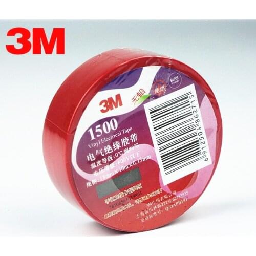 10pcs/lot 3M Vinyl Electrical Tape 1500# Leaded PVC Electrical Insulation Tape 18mm *10m*0.13mm Red
