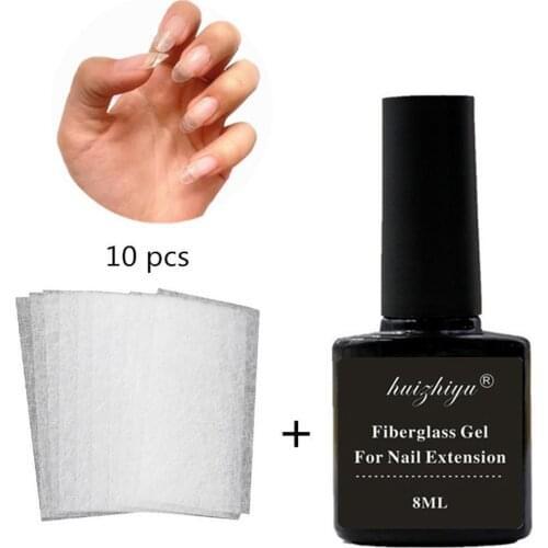 10PCS Non-woven Silks Fiberglass Nail Extension Form UV Gel Building Repair Fiber Fiberglass Glue DIY Manicure UV Varnish Lacque