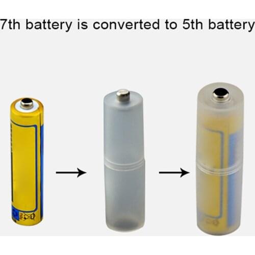 12/lots AAA to AA Size Cell Battery Converter Adaptor Holder Case Switcher Portable Translucent Battery Storage Holder