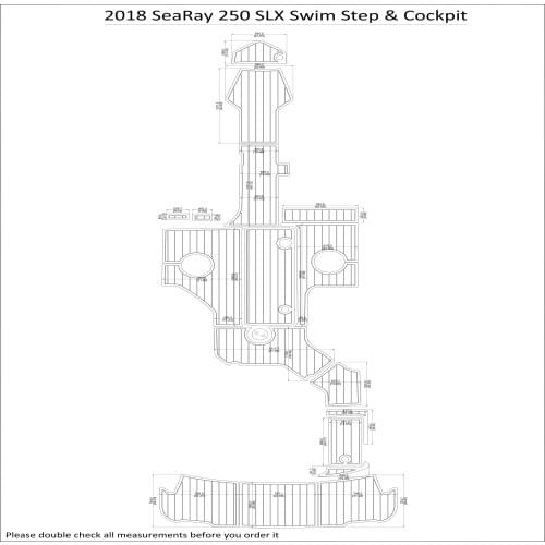 2018 SeaRay 250 SLX Swim Step & Cockpit Pad Boat EVA Teak Decking 1/4" 6mm