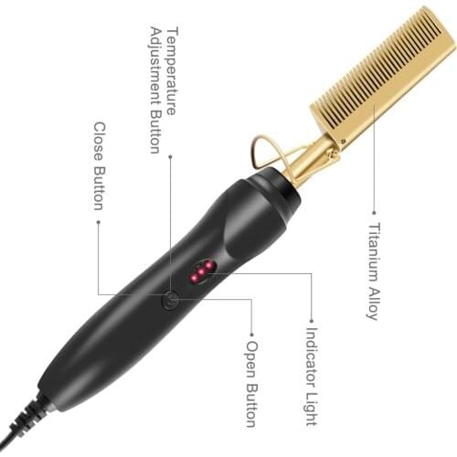 2020 newest gold hair comb Fast Smoothing Electric Hair Straightener Brush Ceramic Heating Temperature