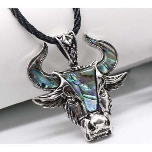 2021 New Arrival Abalone Shell Pendant Necklace Cow Head Sheep Head Alloy Inlaid Natural Shell Jewelry Pendants Drop Shipping