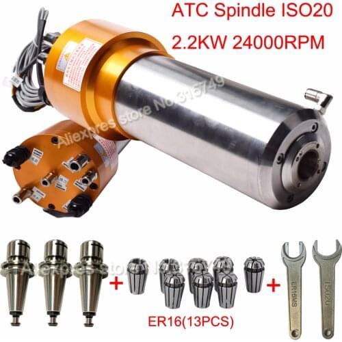 2.2KW ATC Spindle 3HP ISO20 24000RPM AC220V 800Hz 80MM Automatic Tool Changes Spindle Motor NPN PNP for CNC Router Engraving