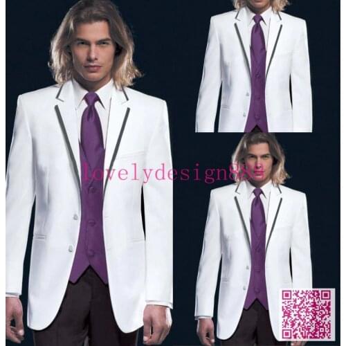 4 Pics New Design Mens Suit Men business Dress White wedding mens slim clothing Best Man Suit(Jacket+Pants+Tie+Vest)