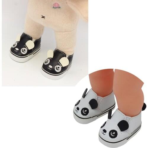 5.5*2.8cm Fashion Cute Panda Doll Shoes For 14.5inch Girl Doll BJD EXO Russian Handmade Doll Mini Toy Shoes Accessories