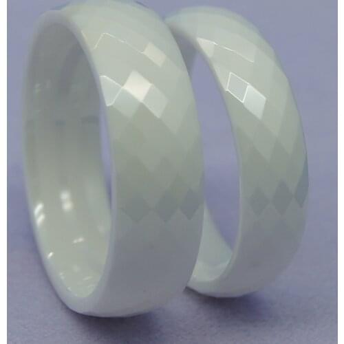8mm classic facet white hi-tech scratch proof ceramic ring 1pc