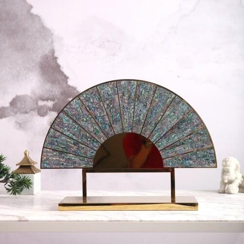 Large 66cm Luxtry Fan Shaped Shell Art Decor Ornament For Home Desktop Hotel Villa Handicraft Soft Decor Furnishings Accessories