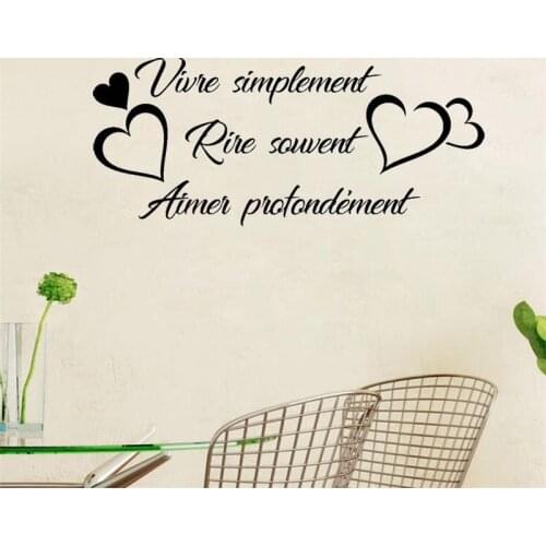 Citation Vivre Simplement Wall Sticker French Quote Wall Decal Living Room Home Decor Poster Vinyl Wall Art Murals Decoration