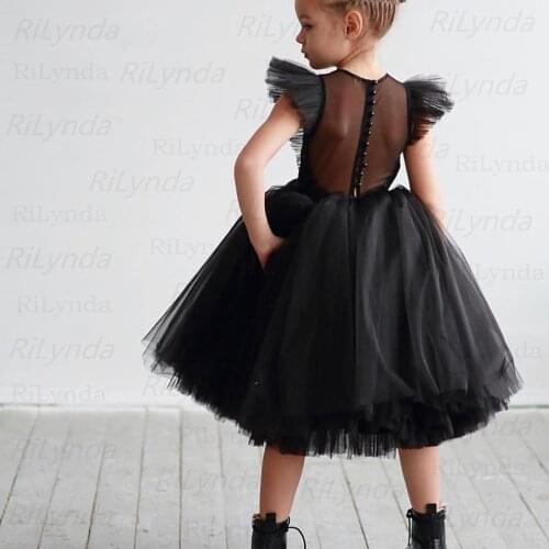 Back Flower Girl Dresses Kids Organza Sleeves Princess Dresses Back Pearls Beading Communion Dress