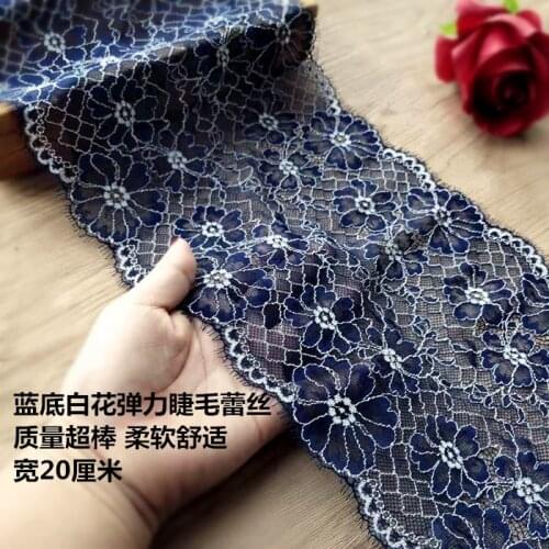 20cm dark blue white flower widened stretch lace skirt hem tube accessories