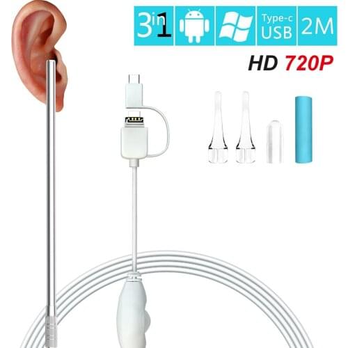 ViewEye 3-in-1 USB Ear Cleaning Endoscope 720P Inspection Otoscope Visual Earpick Borescope Ear Cleaner for Android PC Camera