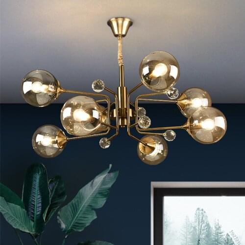 Glass bubble chandelier Modern design lamp living creative gold chandelier lighting clothing chandelier lighting for kitchen