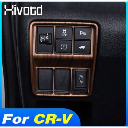Hivotd Headlights Switch Button Cover Decoration Trim Interior Car Accessories Auto Console Frame For Honda CR-V CRV 2017-2021