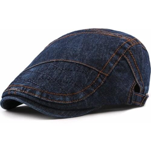 HT1842 New Caps Hats for Men Women Cotton Denim Male Hats Adjustable Berets Unisex Casual Newsboy Flat Caps Men Women Beret Caps