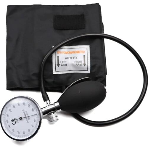 Classic Black Medical Blood Pressure Monitor BP Cuff Arm Single Tubing Aneroid Sphygmomanometer with Guage Pressure Meter