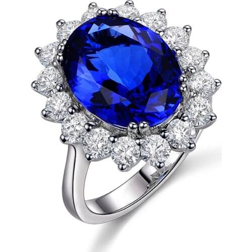 14k white gold color sapphire crystal rings for women blue gemstones wedding band zircon diamond jewelry bijoux gifts