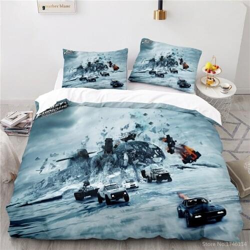3D Car Racing Fast & Furious Duvet Cover Set Twin Full Queen King Size Bedding Set Soft Comforter Cover Pillowcase Bedclothes