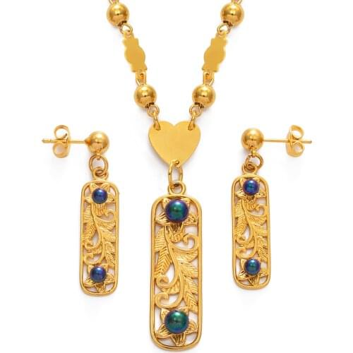 Anniyo Hawaiian Blossom Jewelry sets Black Pearl Necklace Earrings Marshallese Guam Micronesia Chuuk Pohnpei Flower Sets #238406