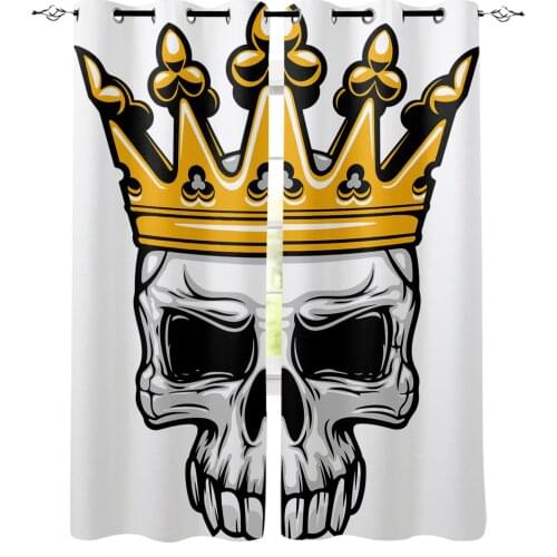 Crown Skull White Curtain For Kitchen Living Room Bedroom Curtains Home Decoration Window Treatments Drapes
