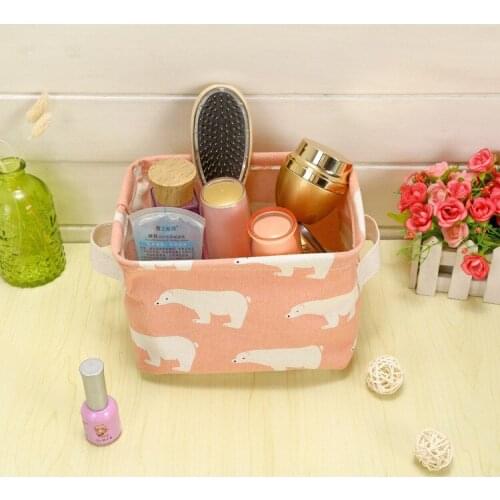 1PC Linen Cotton Storage Basket for Toys Small Box Organizer for Cosmetic Socks Bra Underwear Foldable Laundry Basket OK 0461