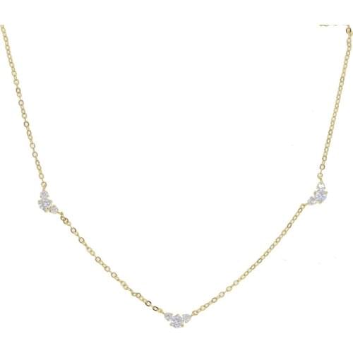 Summer delicate choker necklace 35+8cm for women triangle layer gold danity clear cz paved short chain necklace jewelry