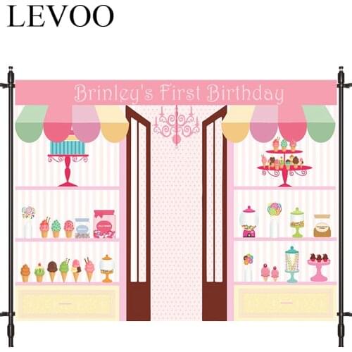 LEVOO Photographic Background Ice Cream Pink Stripe Birthday Summer Backdrop Photo Shoot Photocall Photobooth Prop Custom