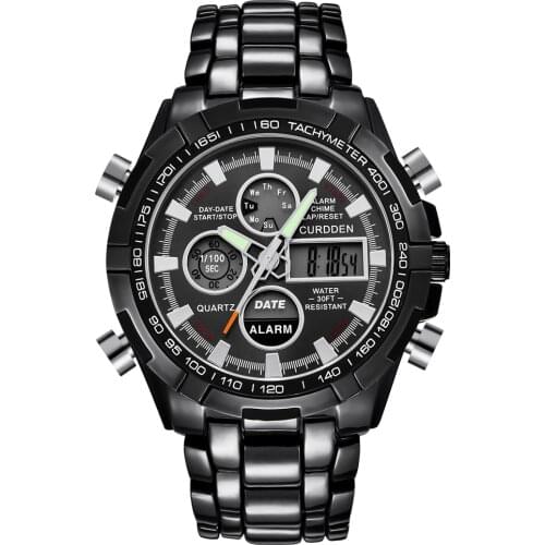 Hot Famous Brand Gold Watches Mens Chronograph Watch Men Dual Time Waterproof Digital Wristwatches Reloj Hombre Acero Inoxidable