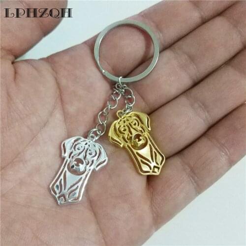 LPHZQH Fashion Doberman Pinscher Key Chains Cute Dog Charm Pendant For Women Gift Key Rings Jewelry Gold Color Color