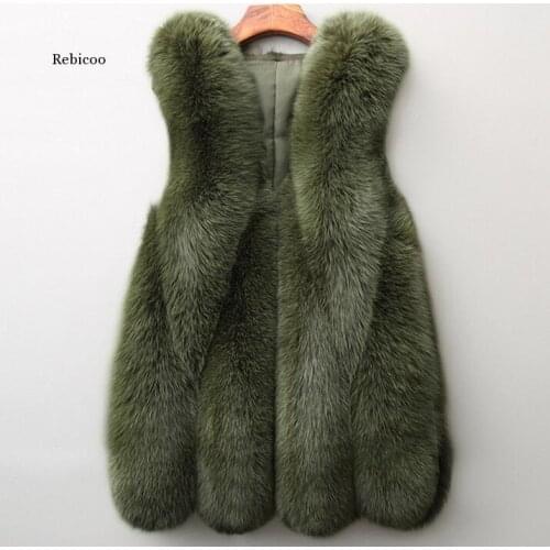 Fur Vest women outwear jacket warm covered button faux furs winter coat women solid color sleeveless vestidos