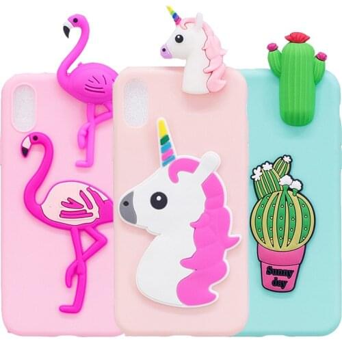 Cute 3D Unicorn Cartoon Case For iPhone X Capa Silicon Soft Phone Cases For iPhone 11 12 Pro XS Max 8 7 6 6S Plus SE 5 5S Cover