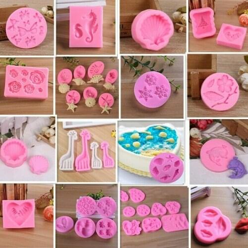 Multi Mold Silicone Baking Accessories 3D DIY Sugar Craft Chocolate Cutter Mould Fondant Cake Decorating Tool Pink Eco-Friendly