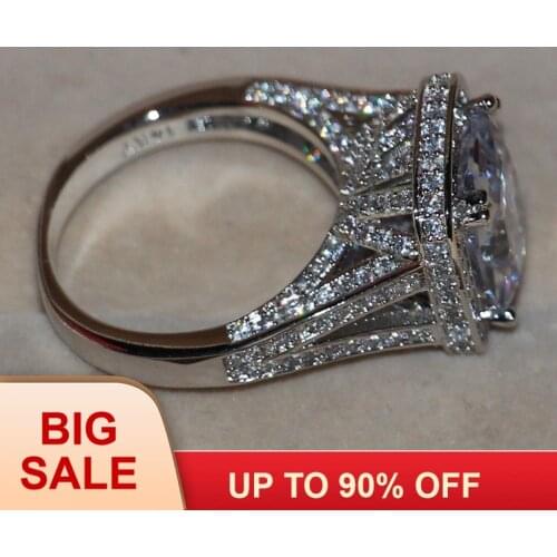 Fashion Jewelry Majestic Sensation 192pcs Cz 5A Zircon stone 14KT White Gold Filled Engagement Wedding Band Ring Set Sz 5-11