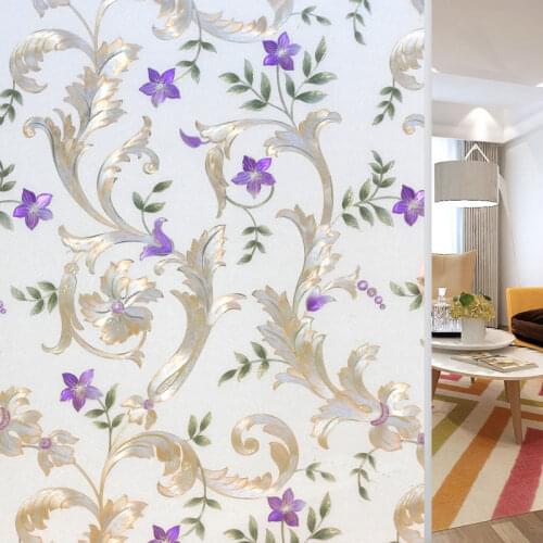 Rose Flower Pattern Glue-Free Electrostatic Window Glass Sticker Frosted Bathroom Toilet Opaque Household Window Sticker Film