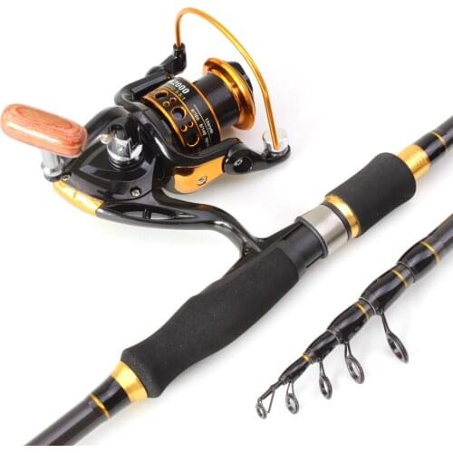 NEW 1.8M 2.1M 2.4M 2.7M Carbon Spinning rod Telescopic Fishing Rod and 12BB Reel Combo Fishing lure Tackle Set Free shipping