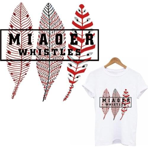 Retro Thermo Stickers African Feather Applique Heat Transfer Patches On Clothes Letter Stickers Hippie Stripe