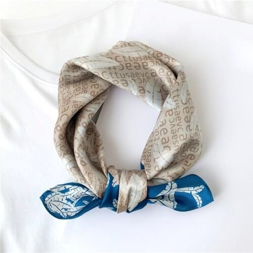 Pure Silk Scarf Small Square Fashion Lady Neck Hairband Women Print Neckerchief Foulard Female Bandana Fashion Bag Tie 2021 New