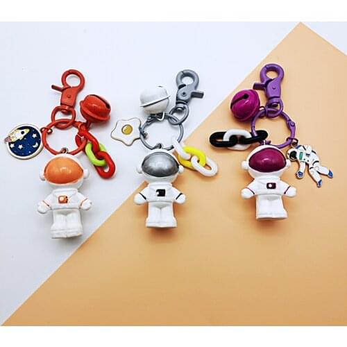 Cute Space Astronaut Rocket Planet KeyChain Spaceman Universe Metal Key Ring for Men Women Anime Car Accessories