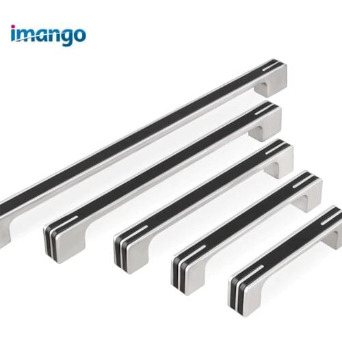 Modern Handle Polished Cabinet Handle and Knob Drawer Knob Modern Cabinet Handle Black Silver 96-320mm Screw Pitch Pull