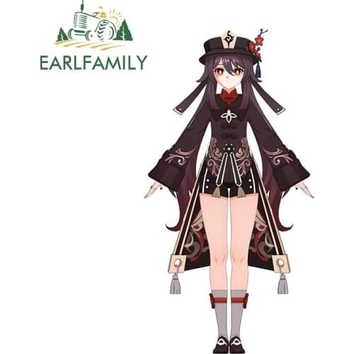 EARLFAMILY 13cm x 6.8cm for Hu Tao Car Stickers Scratch-Proof Creative Decals Vinyl Helmet Windshield Decor Car Door Protector