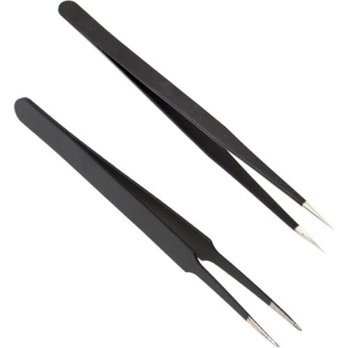 Y1UD Carbon Steel High Precision Black Handicraft Clamp Plier Curved Tweezer DIY Nipper ESD-15/ESD-14