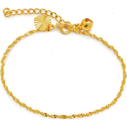 XP Jewelry -- (3pcs/lot) ( 17 cm +3 cm ) 24 k Pure Gold Color Lovely Wave Bracelets For Women Fashion Jewelry