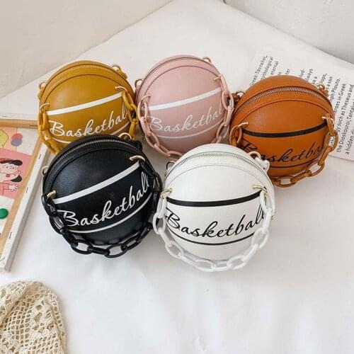 Y2k Ball Purses For Teenagers Women Shoulder Bags Crossbody Chain Hand Bags Personality Female Leather Pink Basketball Bag