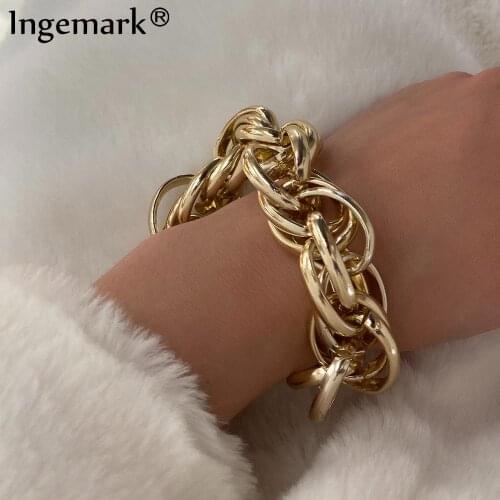 Ingemark Punk Twisted Chunky Chain Bracelets for Women 2020 Fashion Boho Big Thick Iron Link Bracelet Bangles Men Hand Jewelry