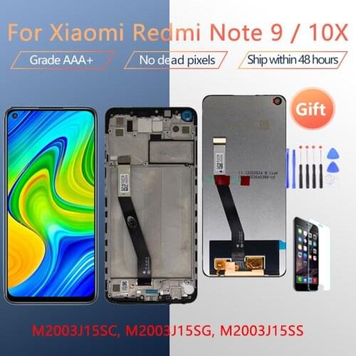 6.53” For Xiaomi Redmi Note 9 Lcd Display Touch Screen Digitizer Assembly Replacement With Frame For Redmi 10X 4G