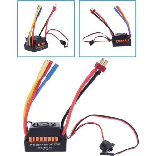 1Pc Brushless Motor 1/10, 60A Waterproof ESC Electric Speed Controller for RC Part Accessory