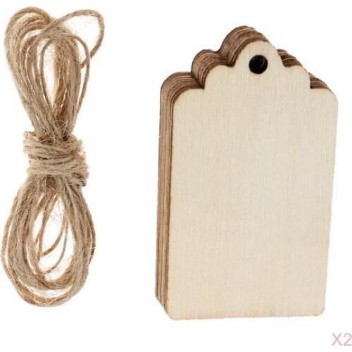 20 Pieces Wooden Rectangle Wedding Card Wish Tree Pendant Gift Tags Hanging Label