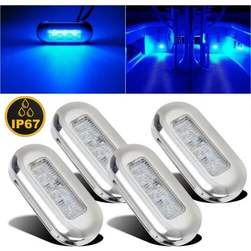 4pcs 12v 3 Led Fishing Light Attracting Fish Underwater Led Night Luring Lamps For Marine Pontoon Boat Fishing Tools
